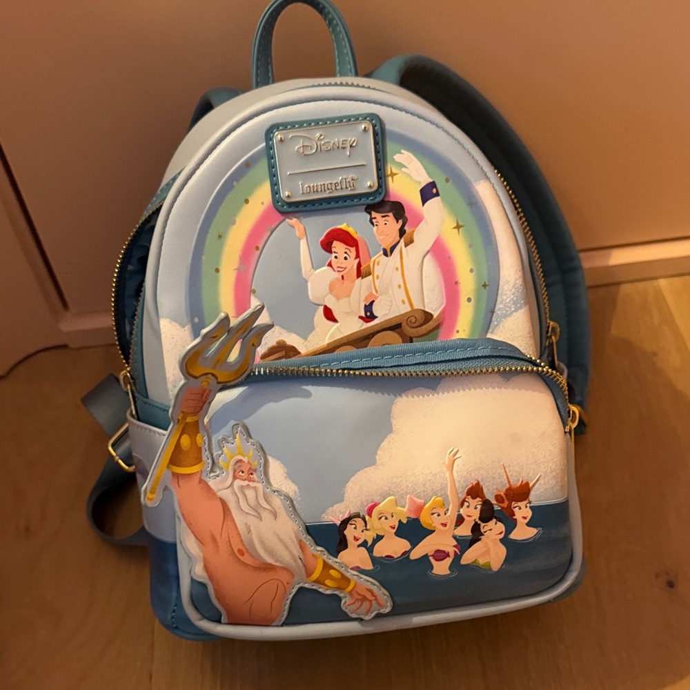 Loungefly Blue Little Mermaid Rainbow Mini Backpack